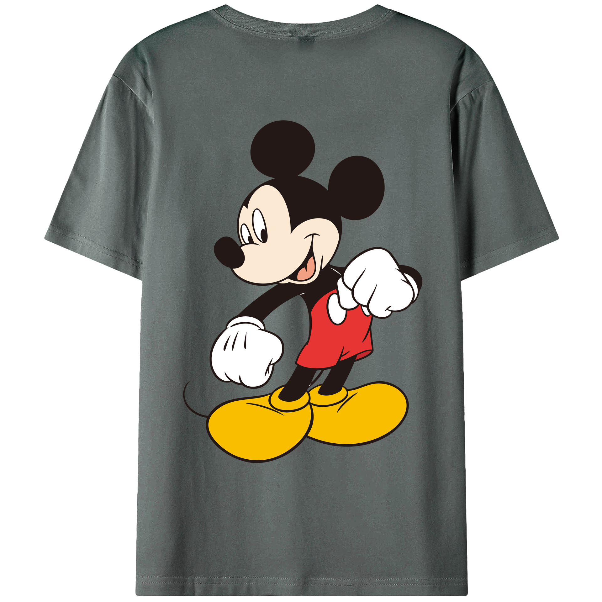 ミッキーマウス Mickey Mouse 綿100％ メンズ半袖Tシャツ（バックプリント） 通気性